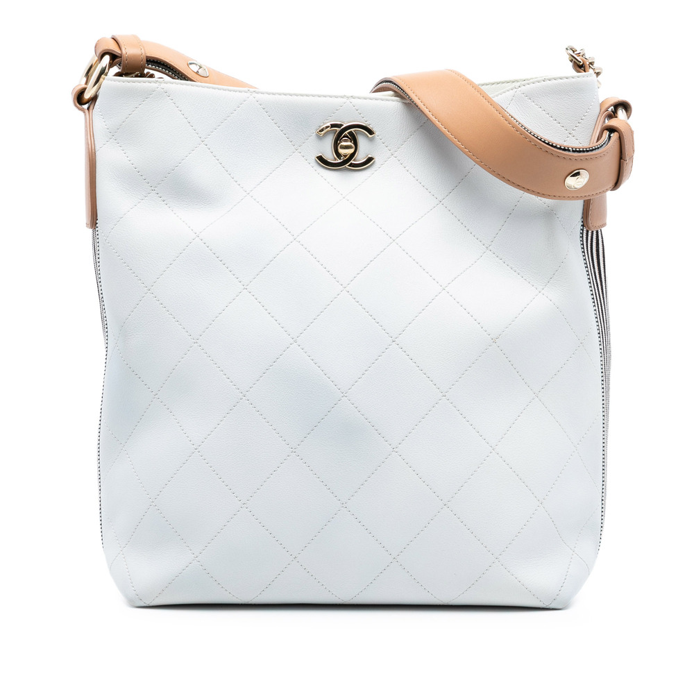 Pre-Loved Chanel Large Stitched Calfskin Button Up Hobo